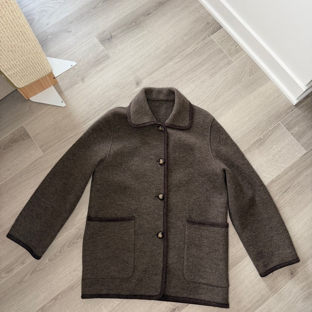 Walker Moessmer Italian Wool Coat Womens Brown Button Front Jacket